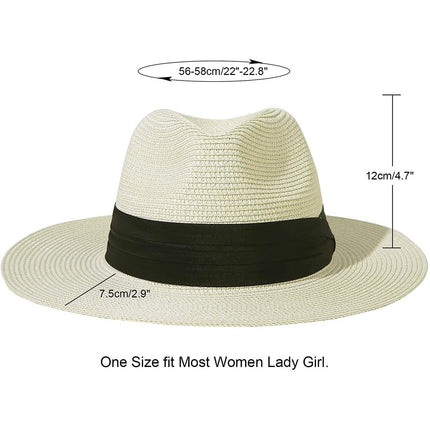 Women Wide Brim Straw Panama Roll up Hat