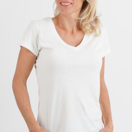 Women's Bamboo Viscose/Cotton V-Neck Cap Sleeve T-Shirt