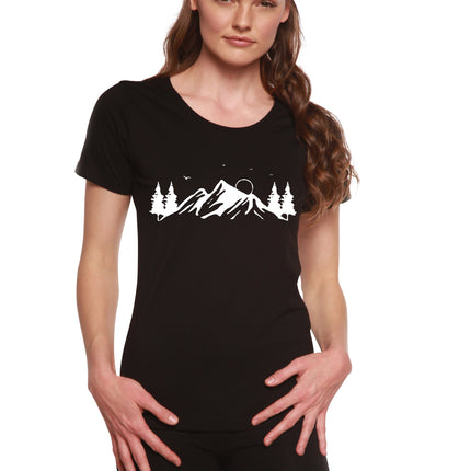 Women's Bamboo/Cotton Short Sleeve Scoop Neck T-Shirt with Print Mauna Kea