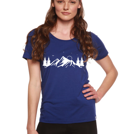 Women's Bamboo/Cotton Short Sleeve Scoop Neck T-Shirt with Print Mauna Kea