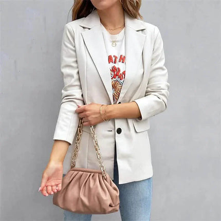 Women's Blazer Warm Breathable Outdoor Office Street Pocket Single Breasted Turndown