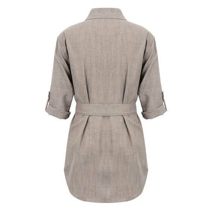 Women's Buttons Turn-Down Casual Shirt Dress