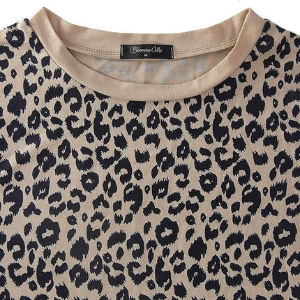 Women's Casual Leopard Print Tops Long Sleeve T Shirt Cute Blouse Graphic Tees