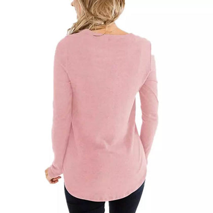 Women's Casual Long Sleeve T-Shirt Criss Cross V-Neck Basic Tees Tops