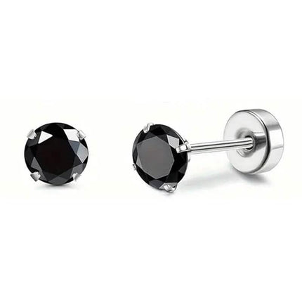 Women's Cubic Zirconia Surgical Stainless Steel Flat Back Earrings
