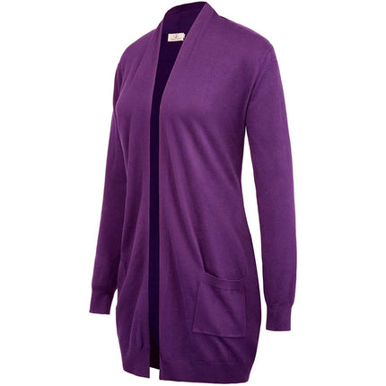 Women's Essential Solid Open Front Long Knited Cardigan Sweater