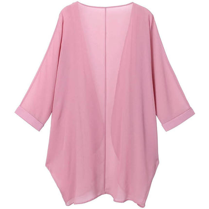 Women's Floral Print Sheer Chiffon Loose Kimono Cardigan Capes