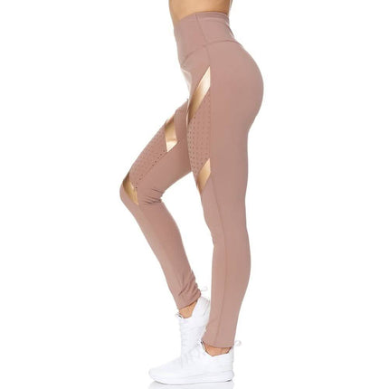 Women's High Waist Active Full Length Leggings With Lazer Cut Mesh