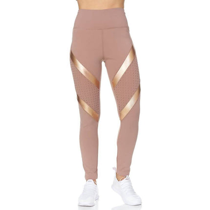 Women's High Waist Active Full Length Leggings With Lazer Cut Mesh