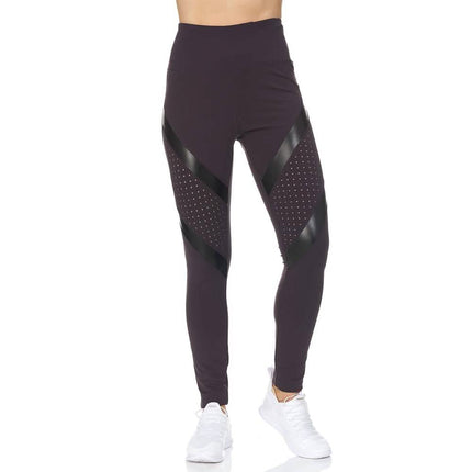 Women's High Waist Active Full Length Leggings With Lazer Cut Mesh
