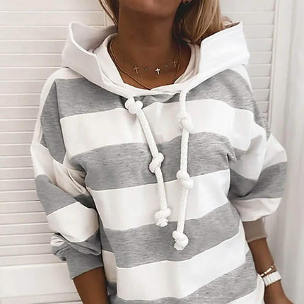 Women's Hoodie Pullover Striped Daily Basic Casual Hoodies