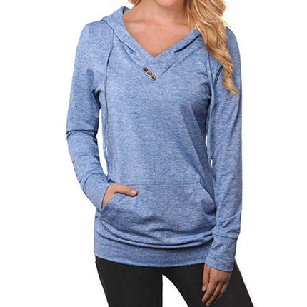 Women's Hoodie Sweatshirt Plain Lace Up Front Pocket
