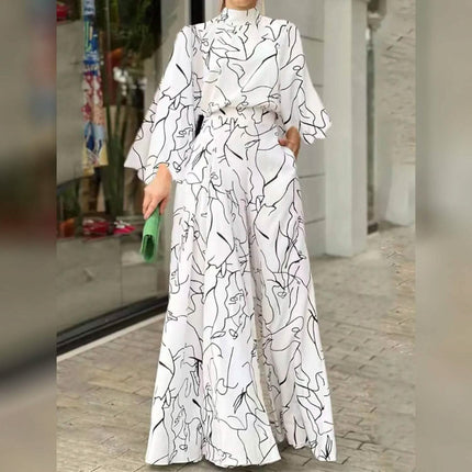 Women's Jumpsuit Pocket Print Floral Stand Collar Streetwear