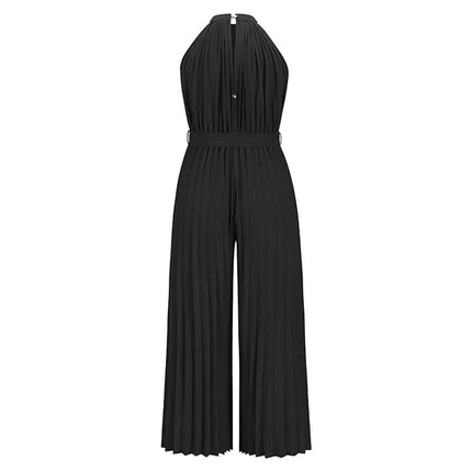 Women's Lace-Up Halter Casual Wide-Leg Jumpsuit