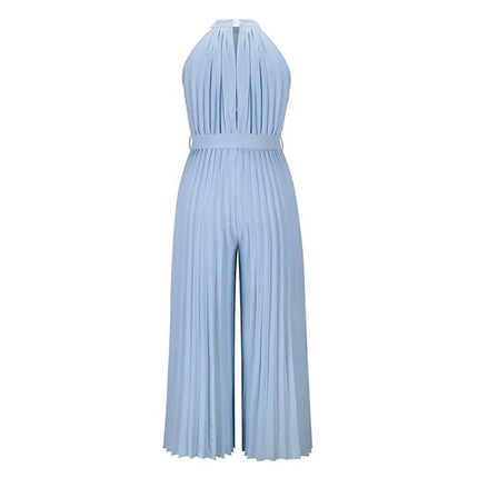Women's Lace-Up Halter Casual Wide-Leg Jumpsuit