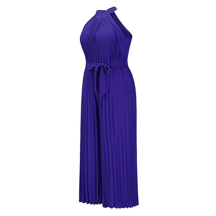 Women's Lace-Up Halter Casual Wide-Leg Jumpsuit