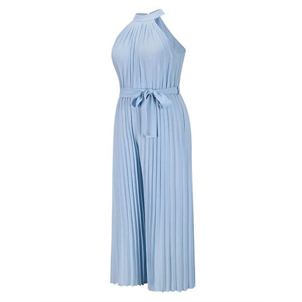 Women's Lace-Up Halter Casual Wide-Leg Jumpsuit