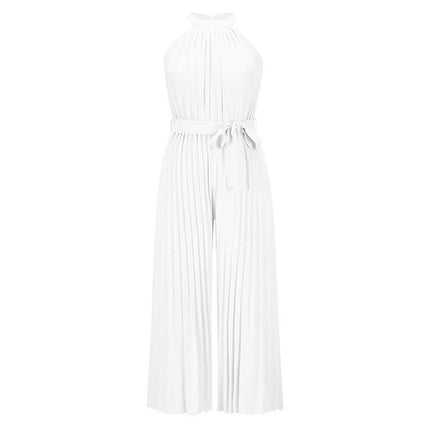 Women's Lace-Up Halter Casual Wide-Leg Jumpsuit