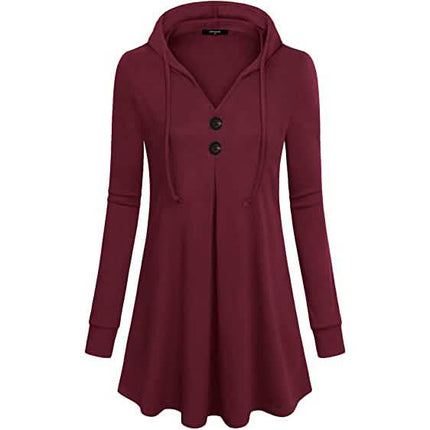 Women's Long Sleeve Hooded Tunic Tops