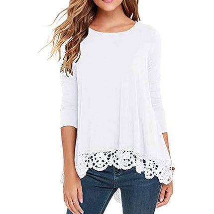 Women's Long Sleeve Lace Trim Blouse