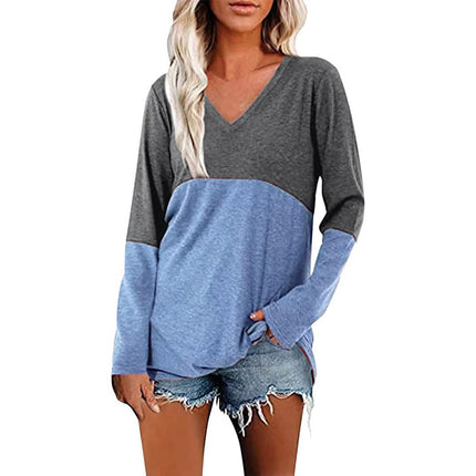 Women's Long Sleeve V Neck Loose Basic Shirt