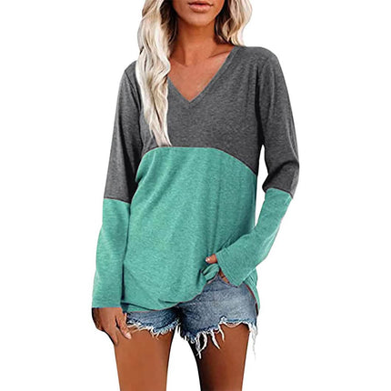Women's Long Sleeve V Neck Loose Basic Shirt