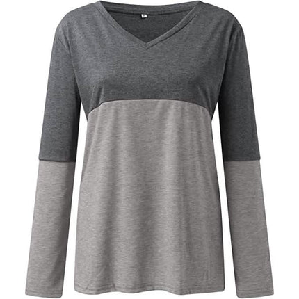 Women's Long Sleeve V Neck Loose Basic Shirt