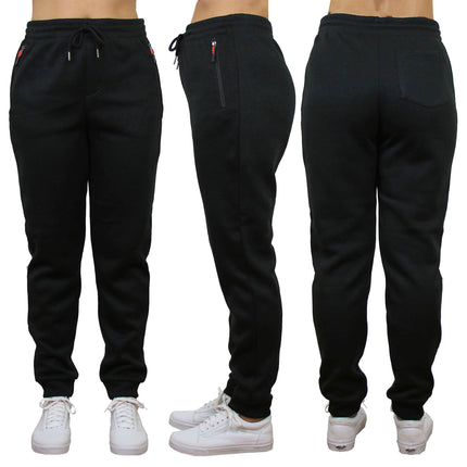 Women's Loose-Fit Marled Fleece Jogger Sweatpants With Zipper Pockets