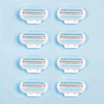 Women's Manual Hair Removal Tool, 1 Handle + 8 Blades, 3-layer Stainless Steel Blades, Non Slip Handle