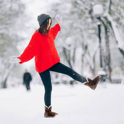 Womens Mid-Calf Winter Shoes with Anti Slip Rubber Base Bowknot