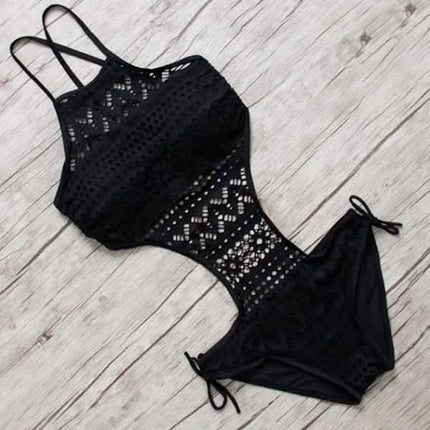 Women's One-Piece Bikini Solid Crochet Swimsuit