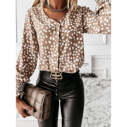Women's Polka Dot Long Sleeve Casual Shirt