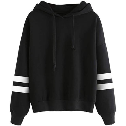Women's Pullover Fleece Drop Shoulder Striped Hoodie