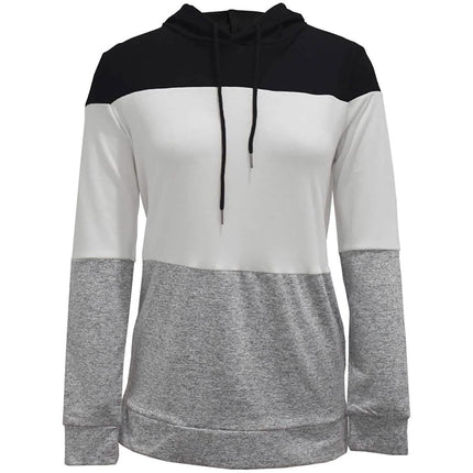 Women's Pullover Long Sleeve Fall Hoodies Color Block Tunics Loose Casual Sweatshirts