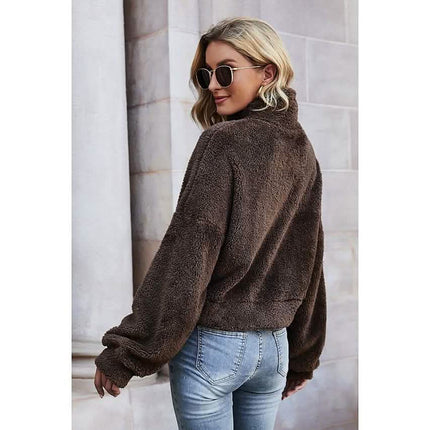 Women's Pullover Plain Quarter Zip Sweatshirt
