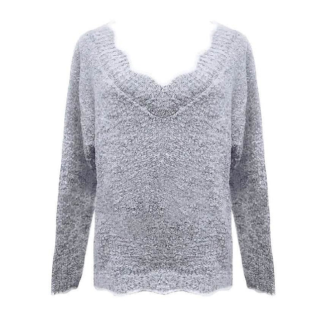 Women's Pullover Sweater Knitted Solid Colored Casual Acrylic Long Sleeve Loose Sweater Cardigans V Neck