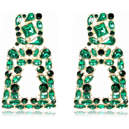 Women's Rhinestone Rectangle Drop Earrings