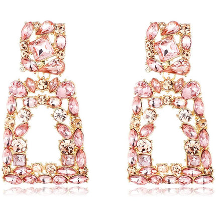 Women's Rhinestone Rectangle Drop Earrings