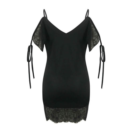 Women's Sexy Lace Satin Mini Dress