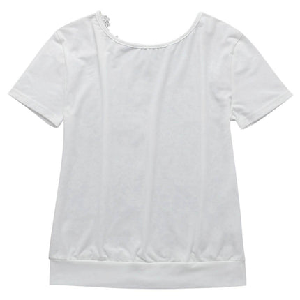Women's Short Sleeve Back Lace Top Blouse