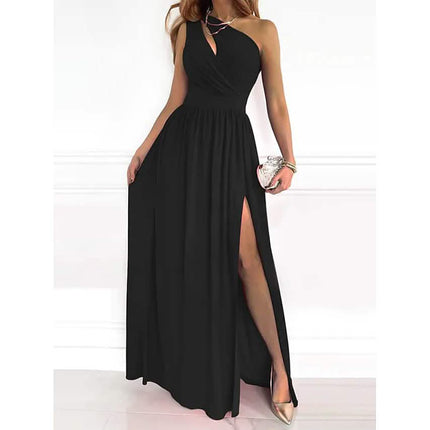 Women's Sleeveless One Shoulder Elegant Dress