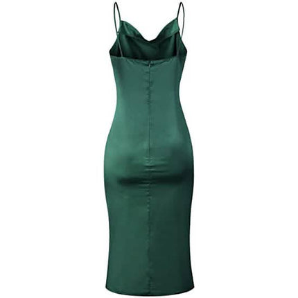 Women's Sleeveless Spaghetti Strap Satin Dress