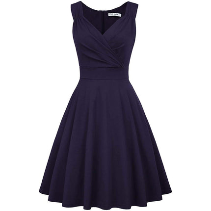 Women's Sleeveless Wrap V-Neck A-line Bridesmaid Cocktail Party Dress