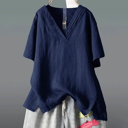 Women's Solid Half Sleeve V Neck Shirt Top
