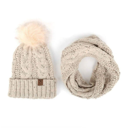 Women's Speckled Knit Hat and Infinity Scarf Set