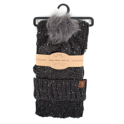 Women's Speckled Knit Hat and Infinity Scarf Set