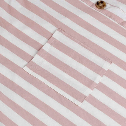 Womens Stripe Short Sleeve Wrap V Neck Button Front Tie Belted Dress