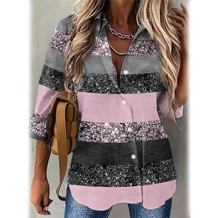 Women's Striped Casual Long Sleeve Shirt