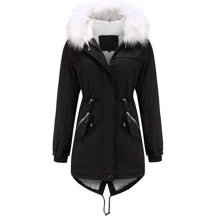 Women's Thick Warm Fleece Lined Winter Coat Jacket Parka with Fluffy Hood