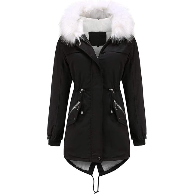 Women's Thick Warm Fleece Lined Winter Coat Jacket Parka with Fluffy Hood